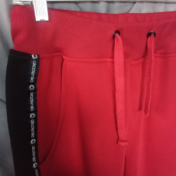 Women's akademiks Joggers Red & Black Sweatpants High Rise Elastic Waist Band - Picture 3 of 16
